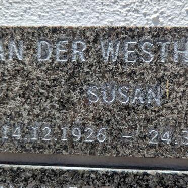 WESTHUYZEN Susan, van der 1926-2002
