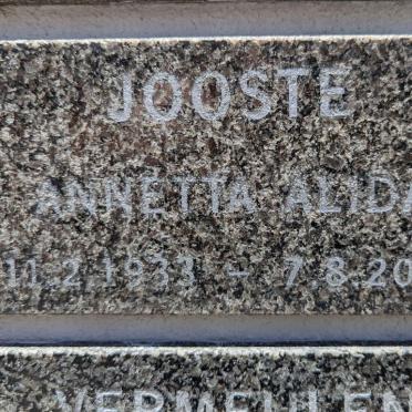 JOOSTE Annetta Alida 1933-2002
