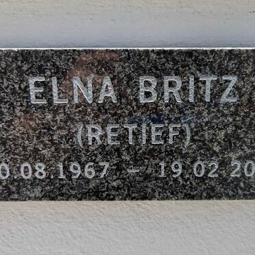BRITZ Elna nee RETIEF 1967-2011