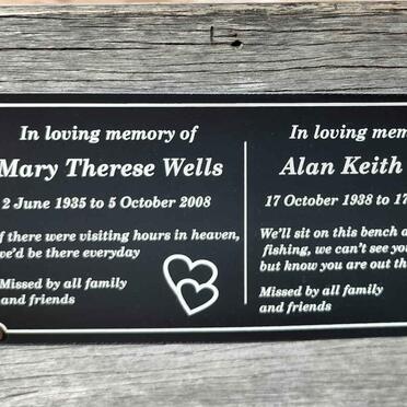 WELLS Alan Keith 1938-2021 &amp; Mary Therese 1935-2008