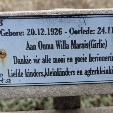 MARAIS Willa 1926-2016