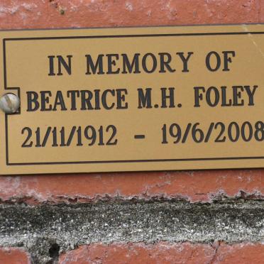 FOLEY Beatrice M.H. 1912-2008
