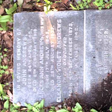 ANDREWS John 1842-1919 &amp; Frances Ann 1845-1933