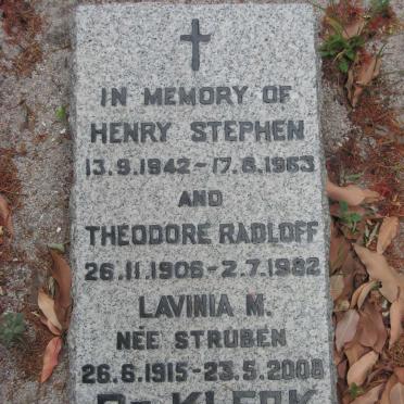 KLERK Theodore Radloff, de 1906-1982 &amp; Lavinia M. STRUBEN 1915-2008 :: DE KLERK Henry Stephen 1942-1963