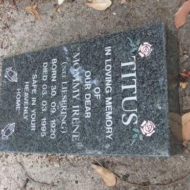 TITUS Irene nee LIESERING 1920-1995