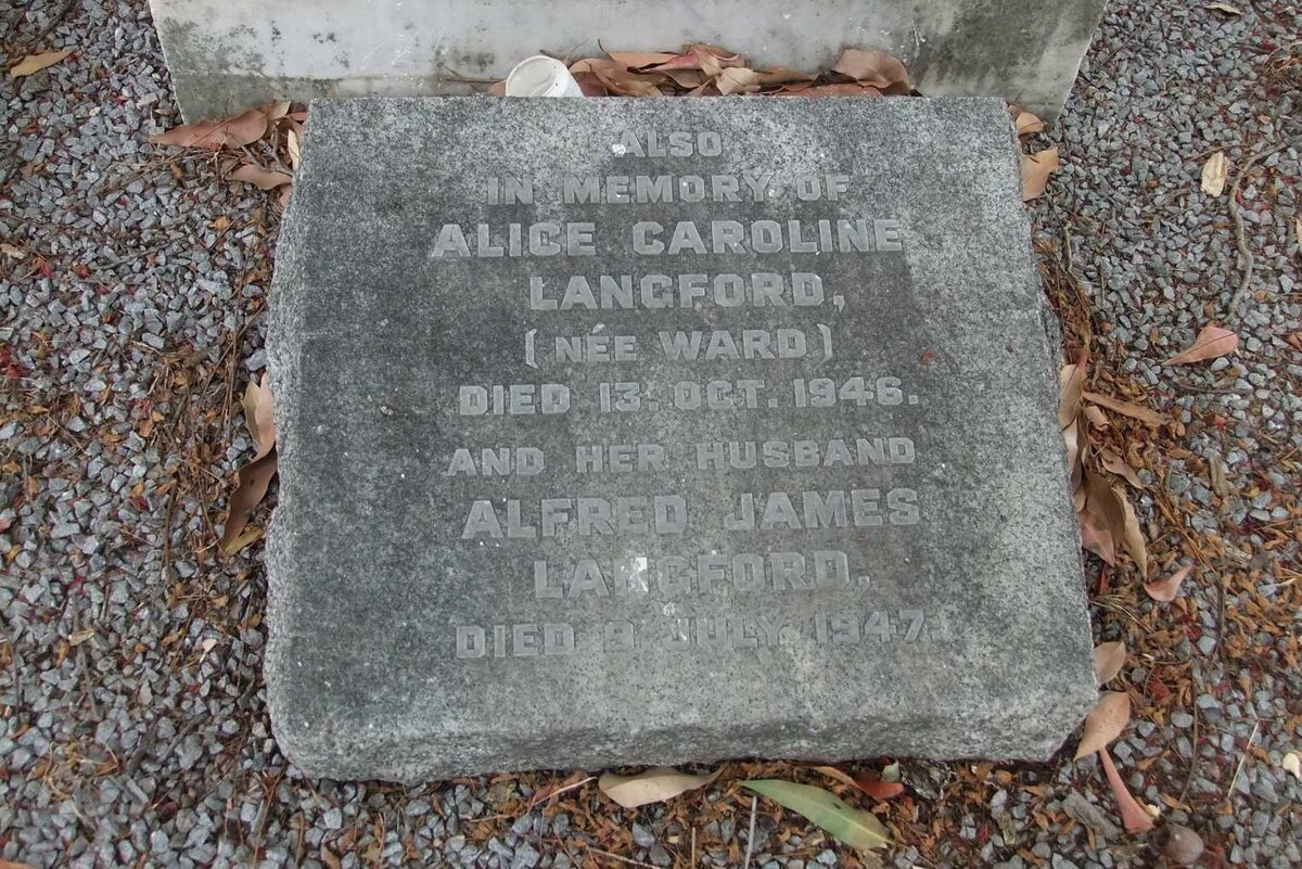 LANGFORD Alfred James -1947 &amp; Alice Caroline nee WARD -1946