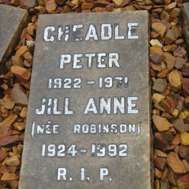 CHEADLE Peter 1922-1971 &amp; Jill Anne ROBINSON 1924-1992