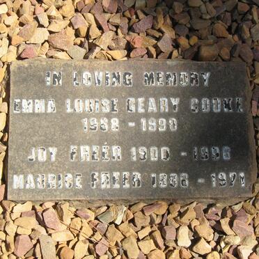 FREER  Maurice 1886-1971 &amp; Joy 1900-1996 :: COOKE Emma Louise Geary 1968-1998