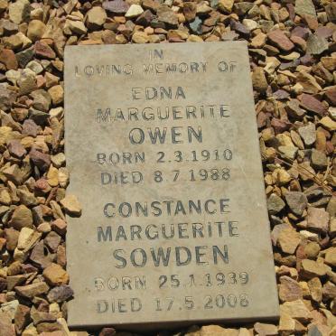 OWEN Edna Marguerite 1910-1988 :: SOWDEN Constance Marguerite 1939-2008