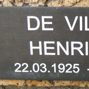 VILLIERS Henri Paul, de 1925-2007
