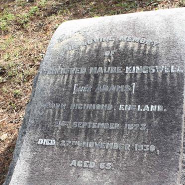 KINGSWELL Winnifred Maude nee ADAMS 1873-1938