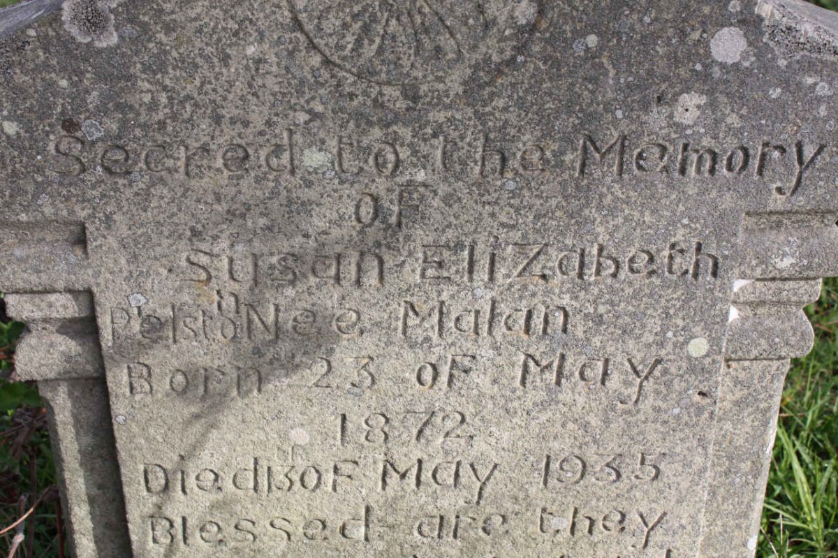 PELSTON  Susan Elizabeth nee MALAN 1872-1935