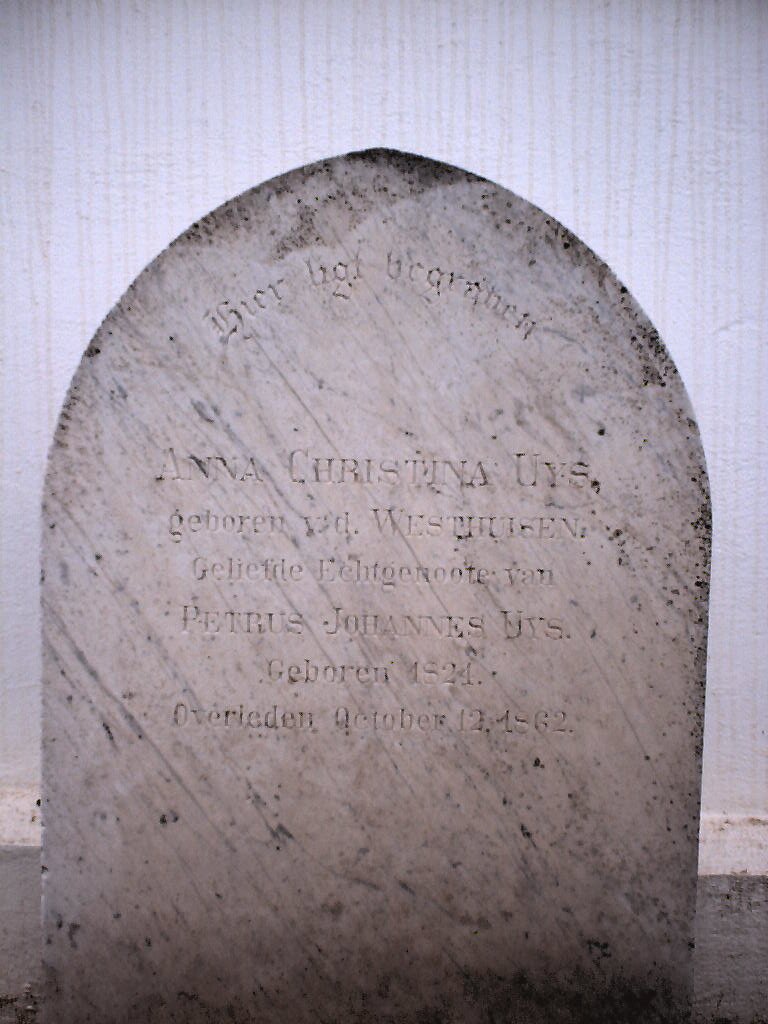 UYS Anna Christina nee V.D. WESTHUIZEN 1824-1862