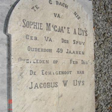 UYS Sophie Magdalena nee VAN DER SPUY -1899