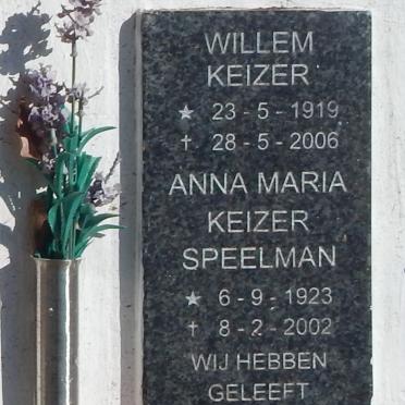 KEIZER Willem 1919-2006 &amp; Anna Maria SPEELMAN 1923-2002