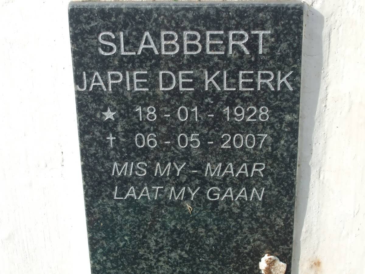 SLABBERT Japie de Klerk 1928-2007