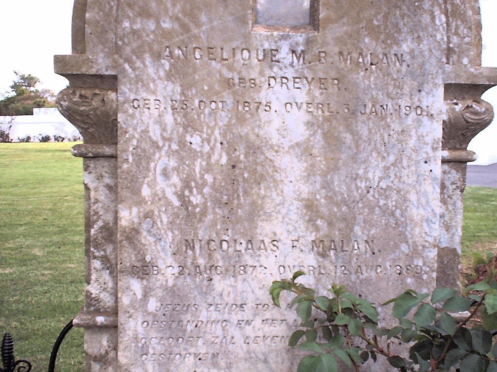 MALAN Nicolaas F.1872-1889 &amp; Angelique M.B. DREYER 1875-1904