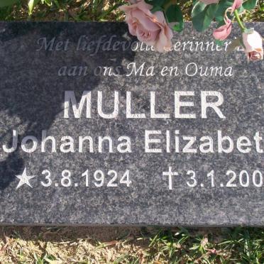 MULLER Johanna Elizabeth 1924-2007
