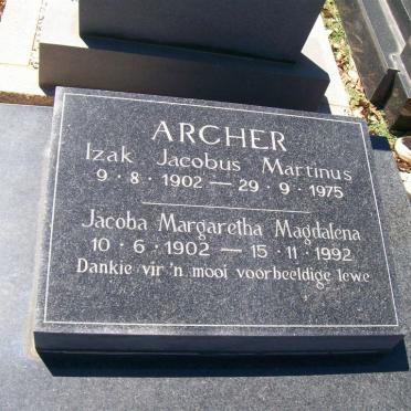 ARCHER Izak Jacobus Martinus 1902-1975 &amp; Jacoba Margaretha Magdalena 1902-1992