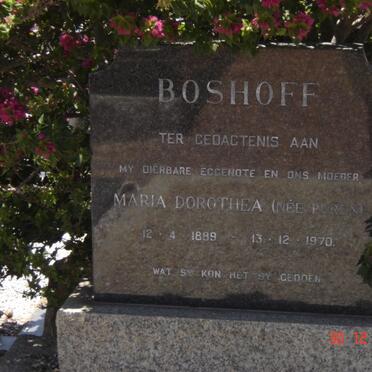 BOSHOFF Maria Dorothea nee PUREN 1889-1970