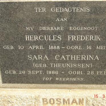 BOSMAN Hercules Frederik 1888-1862 &amp; Sara Catherina THEUNISSEN 1886-1973