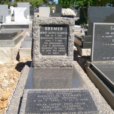 BREMER Horst Aloys Clemens 1935-1983 :: STEWART Hannelie  nee BREMER 1965-1993