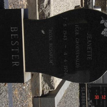 BESTER Jeanette nee GROENEWALD 1943-1974