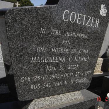 COETZER Magdalena C. nee DE BEER 1903-1977