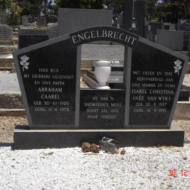 ENGELBRECHT Abraham Caarel 1920-1973 &amp; Isabel Christina VAN WYK 1927-1991