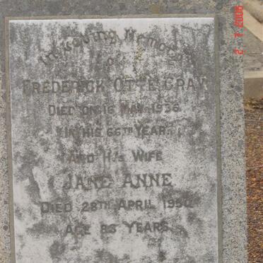 GRAY Frederick Otte -1936 &amp; Jane Anne -1950