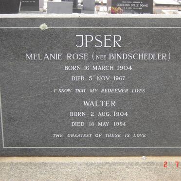 JPSER Walter 1904-1984 &amp; Melanie Rose BINDSCHEDLER 1904-1967
