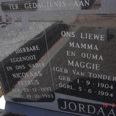 JORDAAN Nicolaas Petrus 1897-1983 &amp; Maggie VAN TONDER 1904-1994
