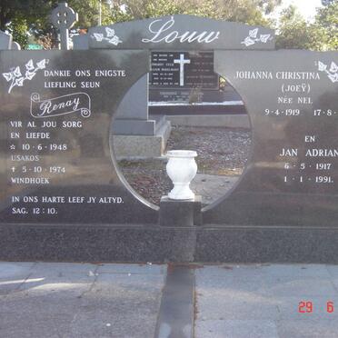 LOUW Jan Adrian 1917-1991 &amp; Johanna Christina NEL 1919-1983 :: LOUW Renay 1948-1974