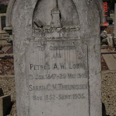 LOUW Petrus A.W. 1847-1916 &amp; Sarah C.M. THEUNISSEN 1852-1935