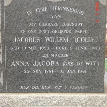 LOUBSER Jacobus Willem 1880-1949 &amp; Anna Jacoba DE WIT 1881-1961