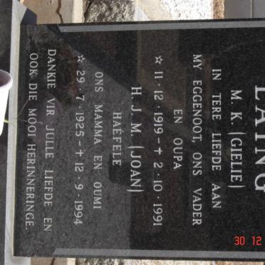 LAING M.K. 1919-1991 &amp; H.J.M. HAéFELE 1925-1994