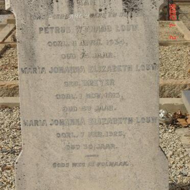 LOUW Petrus Wynand –1934 &amp; Maria Johanna Elizabeth DREYER -1913