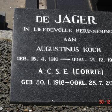 JAGER Augustinus Koch, de 1910-1969 &amp; A.C.S.E. 1916-2006