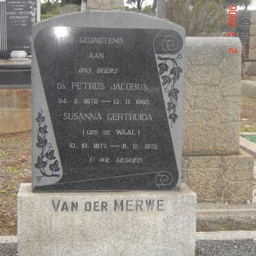 MERWE Petrus Jacobus, van der 1876-1960 &amp; Susanna Gertruida DE WAAL 1877-1972