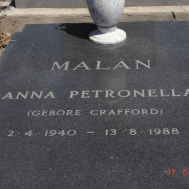 MALAN Anna Petronella nee CRAFFORD 1940-1988