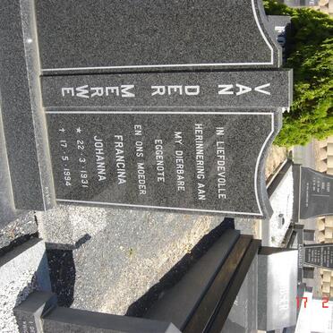 MERWE Francina Johanna, van der 1931-1994