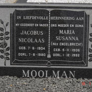 MOOLMAN Jacobus Nicolaas 1904-1980 &amp; Maria Susanna ENGELBRECHT 1906-1992