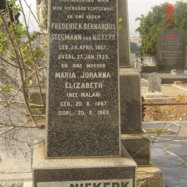 NIEKERK Frederick Bernardus Stegmann, van 1867-1929 &amp; Maria Johanna Elizabeth MALAN 1867-1965