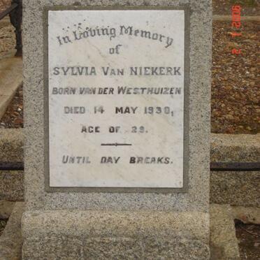 NIEKERK Sylvia, van nee VAN DER WESTHUIZEN -1930