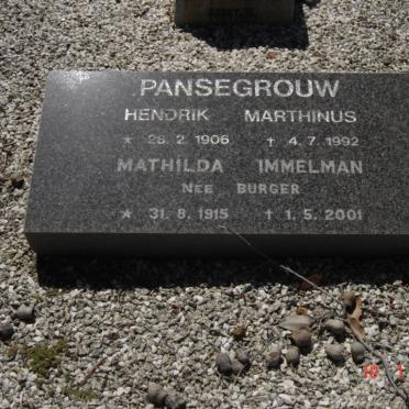 PANSEGROUW Hendrik Marthinus 1906-1992 &amp; Mathilda Immelman BURGER 1915-2001 :: PANSEGROUW Johanna Wilhelmina