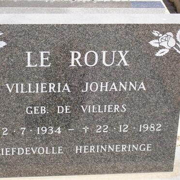 ROUX Villieria Johanna, le nee DE VILLIERS 1934-1982