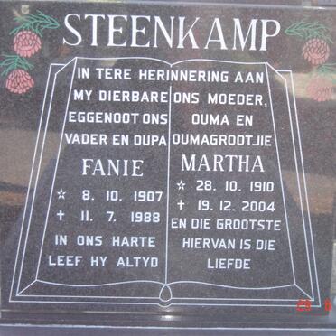 STEENKAMP Fanie 1907-1988 &amp; Martha 1910-2004