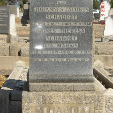 SCHABORT Johannes Jacobus 1877-1948 &amp; Agnes Theresa MARAIS 1879-1975