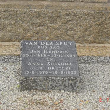 SPUY Jan Hendrik, van der 1888-1954 &amp; Anna Susanna DREYER 1879-1953
