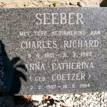 SEEBER Charles Richard 1901-1983 &amp; Anna Catherina COETZER 1907-1984